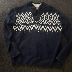 Navy and White Patterned Kid's Sweater